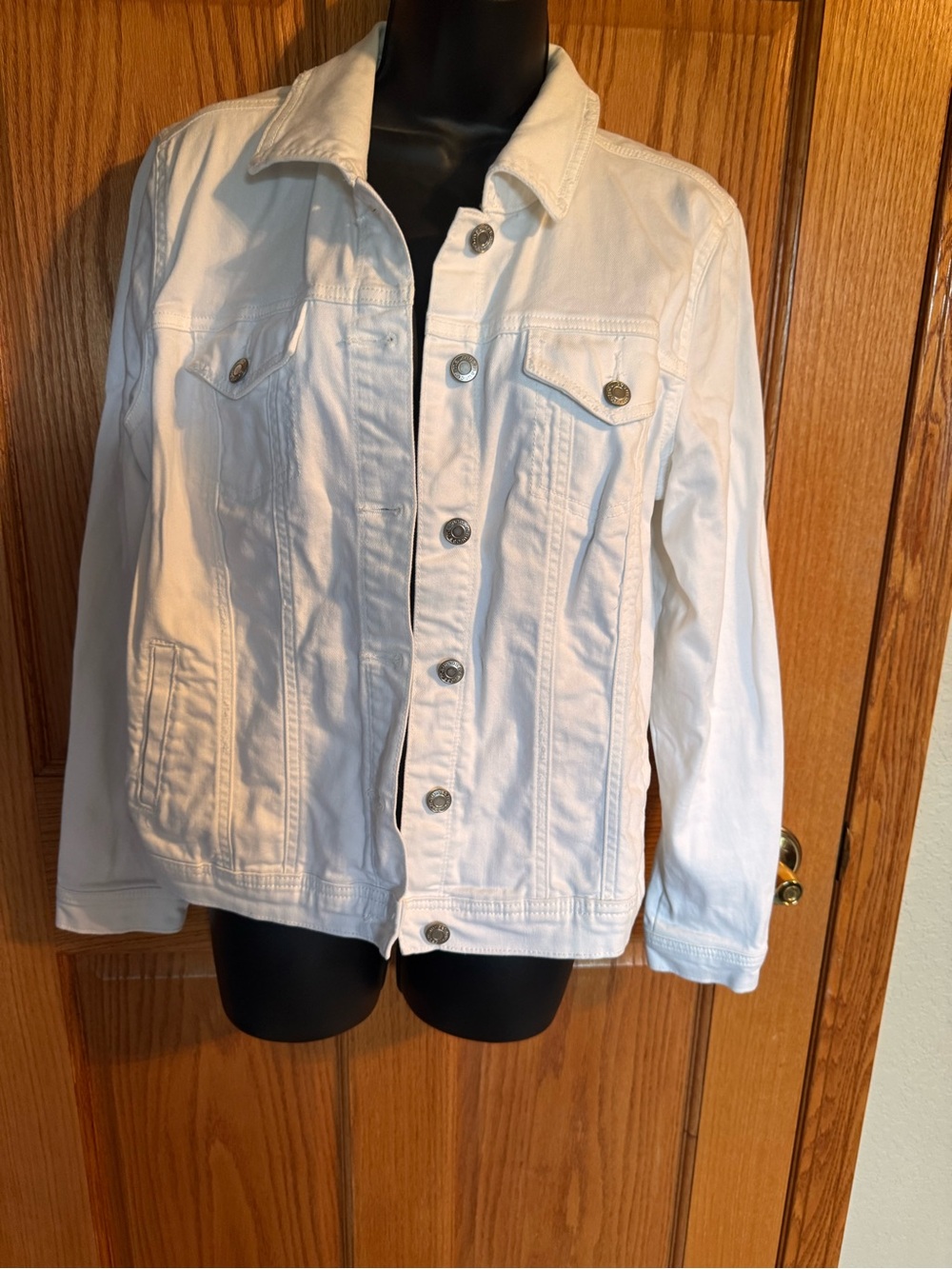 Maurices White Denim Jacket with Embroidered Label